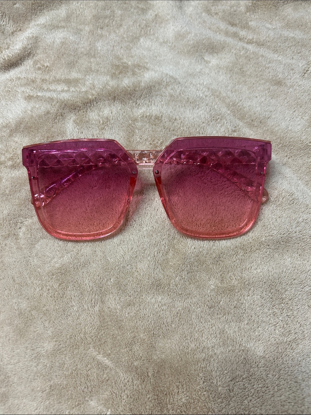 iHeartRaves Pink Ombre Gem-Trim Sunglasses